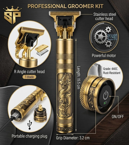 T9 Vintage Professional Hair Trimmer & Rechargeable Shaver Machine for Men (Metal Body)