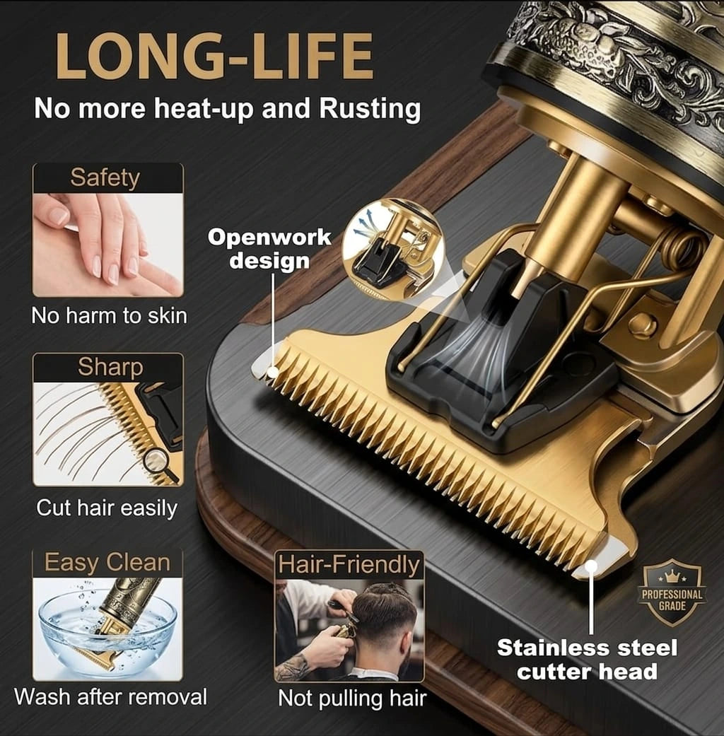 T9 Vintage Professional Hair Trimmer & Rechargeable Shaver Machine for Men (Metal Body)